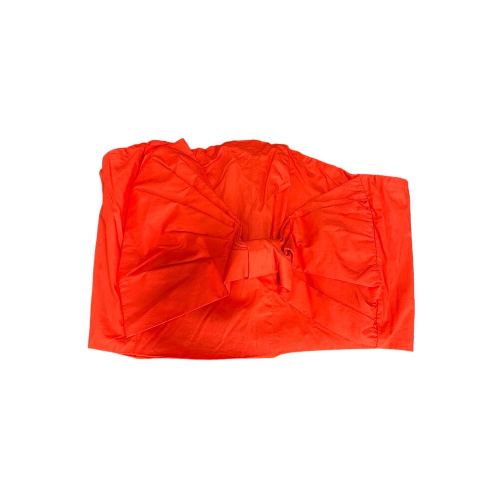 Gianni Bini Top Women SMALL Bright Red Julia Strapless Bow Front Cropped